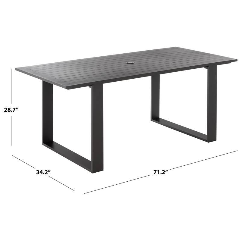 SAFAVIEH Outdoor Living Fash Aluminum Sled Leg Dining Table - 71"W x 34"D x 29"H