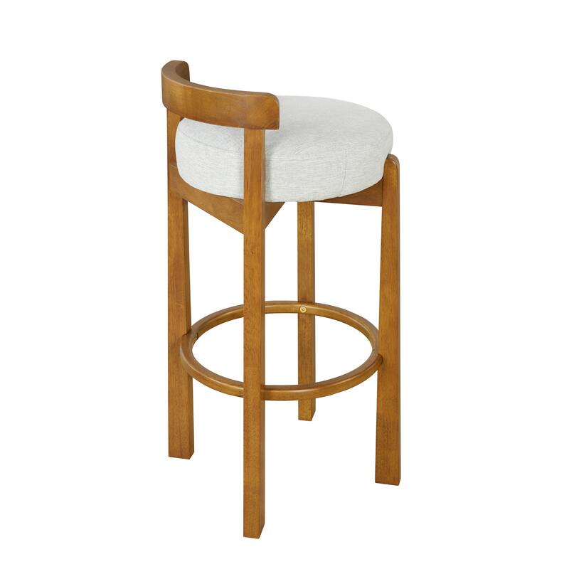 Roomfitters Elise Indoor Low Back Wooden Barstools with Ivory Upholstery, Set of 2 - Set of 2