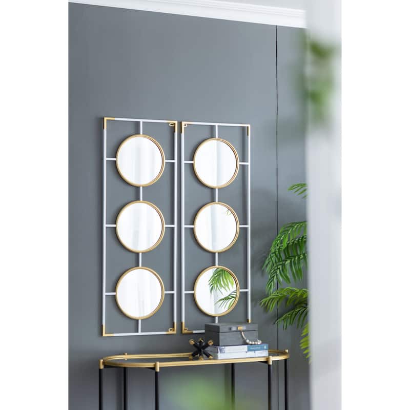 15.5x43.5" Gold And White Frame With Mirror - Gold+White