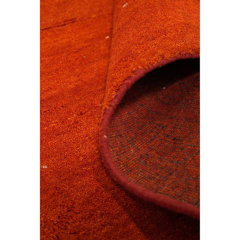 Hand Knotted Oriental 100% Wool Carpet Modern Solid Oranges & Rust Gabbeh Area Rug - 8' 10'' X 6' 2''