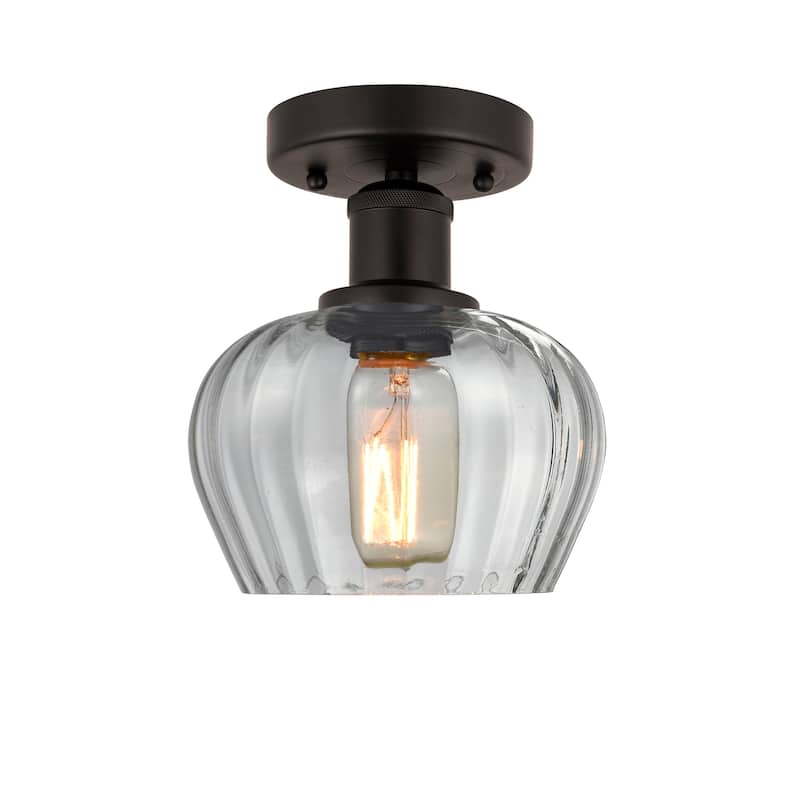 Innovations Lighting Fenton - 1 Light 7" Semi-Flush Mount - Clear/Oil Rubbed Bronze
