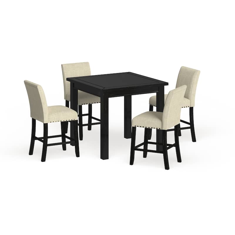 Pave Transitional Black Wood 5-Piece Counter Height Dining Set by Furniture of America