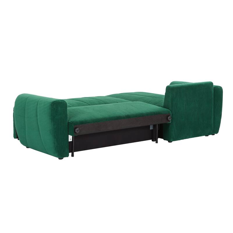 105.2" Corduroy L-Shaped Sectional Sofa with Convertible Chaise and Storage, 5-Seater