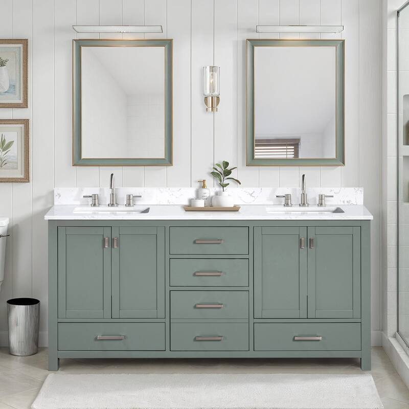 Avanity Modero 72 in. Double Sink Bathroom Vanity with Engineered Stone Top - 73"W x 22"D x 35"H