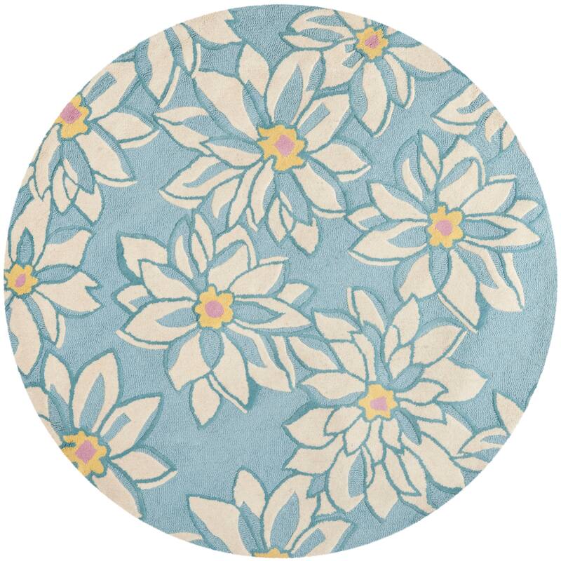 SAFAVIEH Handmade Blossom Pragiya Blue Wool Rug