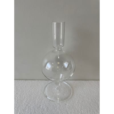 Glass Clear Candle Stand H 7" & Dia 3.25" - CLEAR