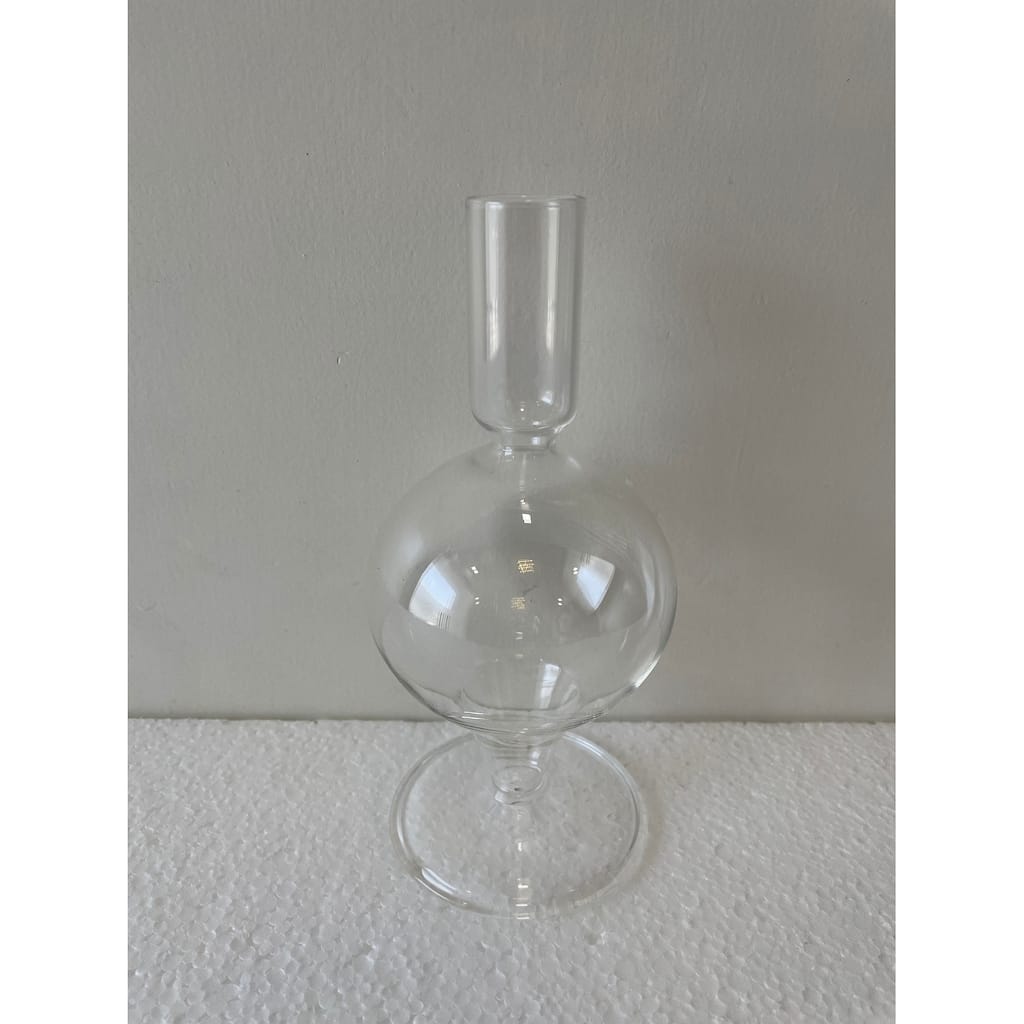 Glass Clear Candle Stand H 7" & Dia 3.25" - CLEAR