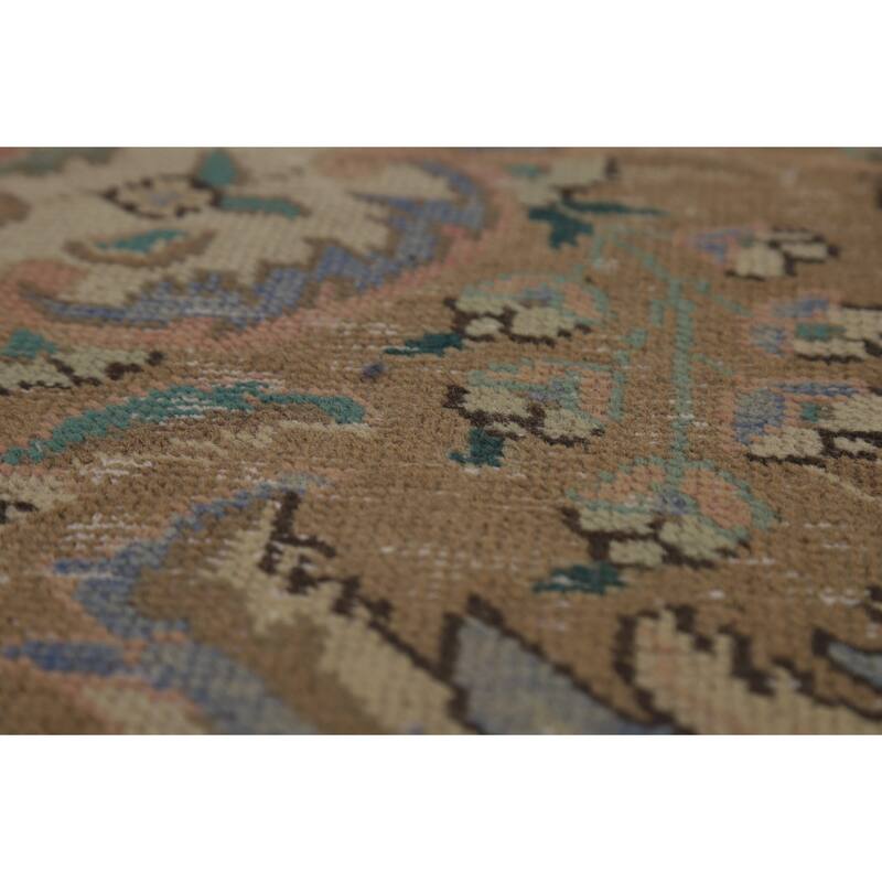 Distressed Floral Tabriz Persian Area Rug Handmade Wool Carpet - 9'10" x 12'9"