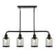preview thumbnail 12 of 13, Arlo 34" 4-Light Farmhouse Industrial Iron/Glass Linear LED Pendant, Oil Rubbed Bronze/Clear by JONATHAN Y