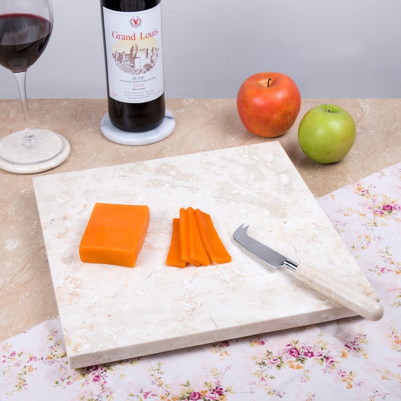 Creative Home Natural Champagne Marble 12" x 12" Square Cheese & Pastry Board