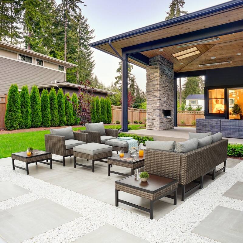 Patio Festival Right-Angle Col. 10-Piece Outdoor Conversation Set