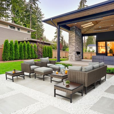 Patio Festival Right-Angle Col. 10-Piece Outdoor Conversation Set