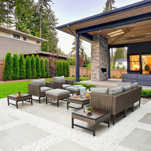 Patio Festival Right-Angle Col. 10-Piece Outdoor Conversation Set