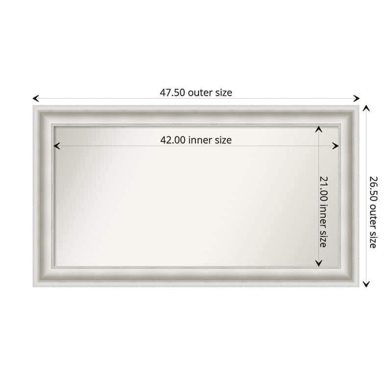 Parlor White Framed Non-Beveled Custom Wall Mirror, Bathroom Vanity Mirror - Outer Size: 47.5 x 26.5