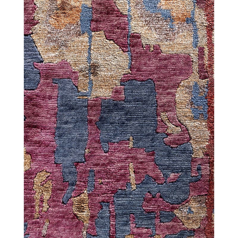 Modern One-of-a-Kind Hand-Knotted Area Rug - Pink, 9' 3" x 12' 1" - 9' 3" x 12' 1"