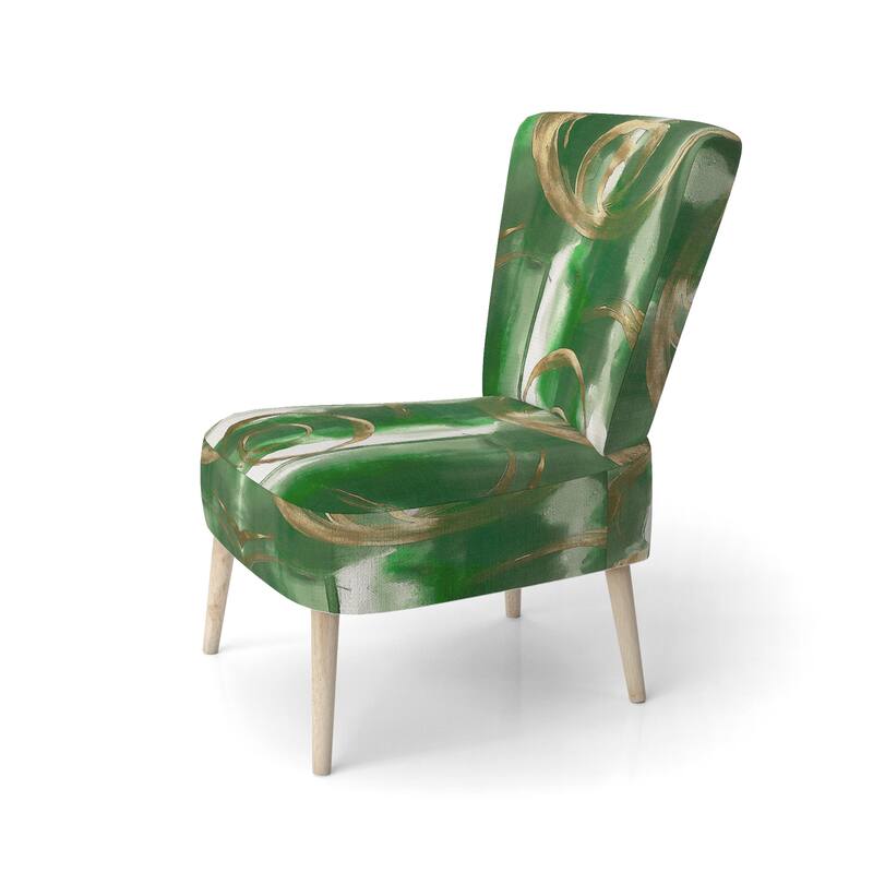 Designart "Mettalic Indigo And Gold II" Upholstered Abstract Accent Chair - Glam Arm Chair For Living Room
