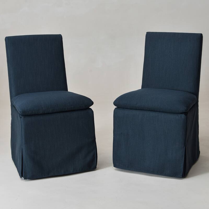 KINWELL Performance Fabric Slipcover Dining Chair Side Chair With Casters