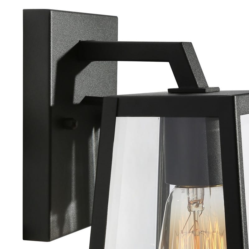 Bern 1-Light Black Lantern Outdoor Wall Sconce Lights Patio Glass Lamps - L 6"x W 6.5"x H 10.5"