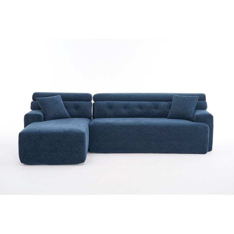 Convertible Chaise Sectional Sofa, Full Compression Sponge L-Shape