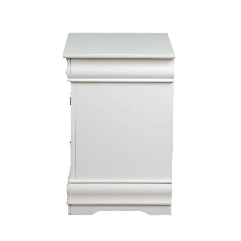 Classic White Finish Wooden Nightstand with 2 Drawers