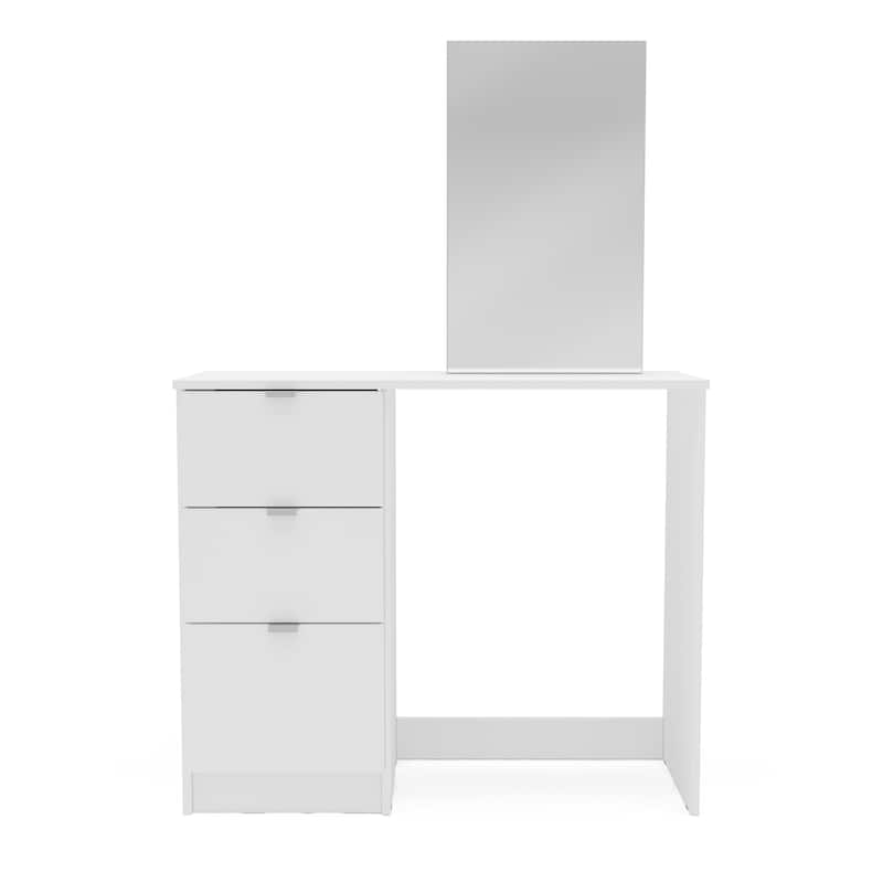 Polifurniture New Minas White Makeup Vanity with Mirror