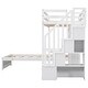preview thumbnail 13 of 15, White L-Shaped Pine Wood Bookcase Platform Bed with Desk & Cabinets, Twin over Twin Bunk Bed with Storage Staircase, Guardrail