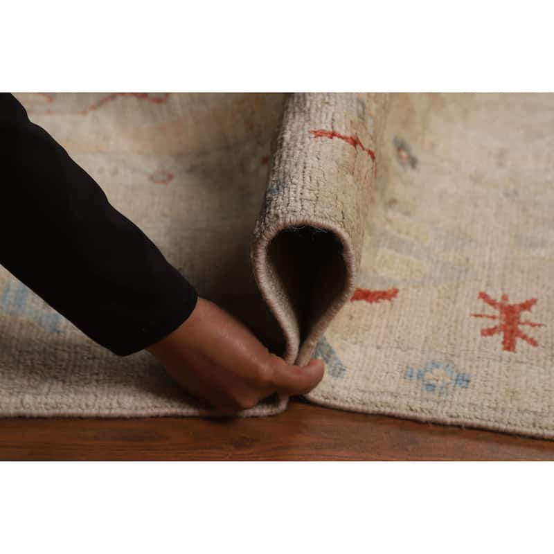 Transitional Vegetable Dye Oushak Turkish Rug Handmade Wool Carpet - 7'11"x 10'2"