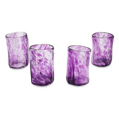 Handmade Lilac Mist Blown Glass Shot Glasses (Set Of 4) Mexico - 2.8" H x 1.9" Diam.