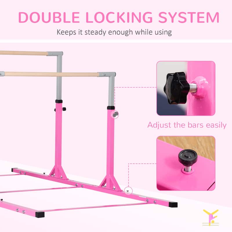 Qaba Double Horizontal Bars, Junior Gymnastic Training Parallel Bars with Double-locking System