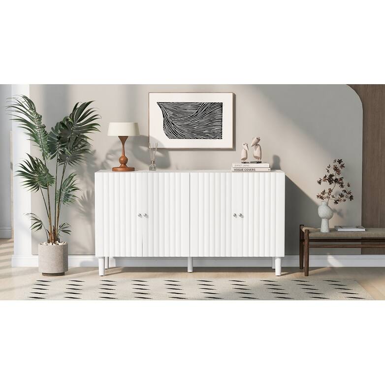 Modern Elegant 4-Door Buffet Cabinet Sideboard with Height Adjustable, for Study, Entryway and Living Room