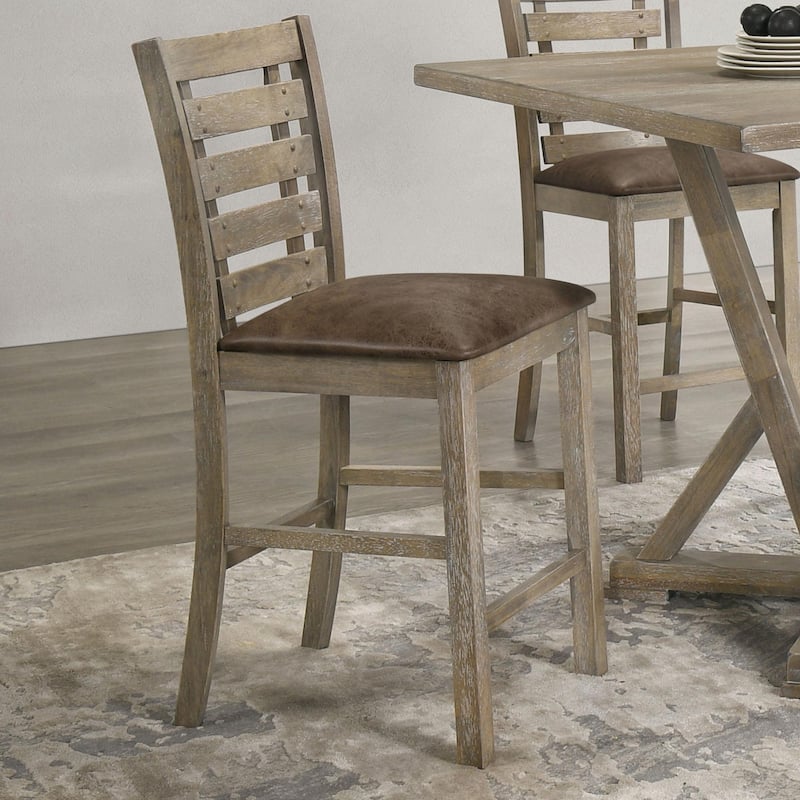 Set of 2 Counter Height Dining Chairs, Modern Farmhouse with Distressed Ladderback Design