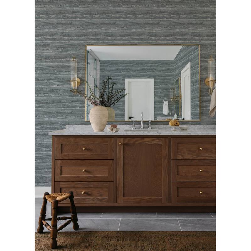 Chris Loves Julia x A-Street Prints Lyman Blue Striated Wallpaper