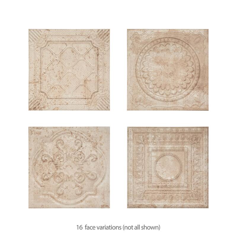 Merola Tile Ritz Ossidato Cream 7-7/8" x 7-7/8" Ceramic Wall Tile