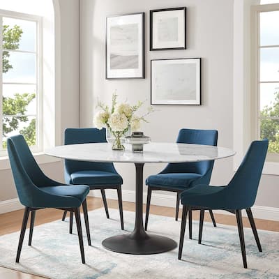 60" Round Artificial Marble Dining Table