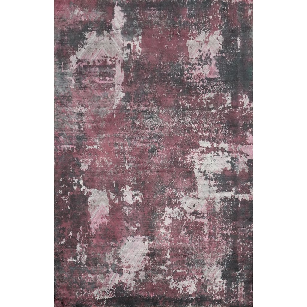 Hand Knotted Oriental Viscose Silk Carpet Modern Abstract Multi-Colored Abstract Area Rug - 7' 9'' X 5' 6''