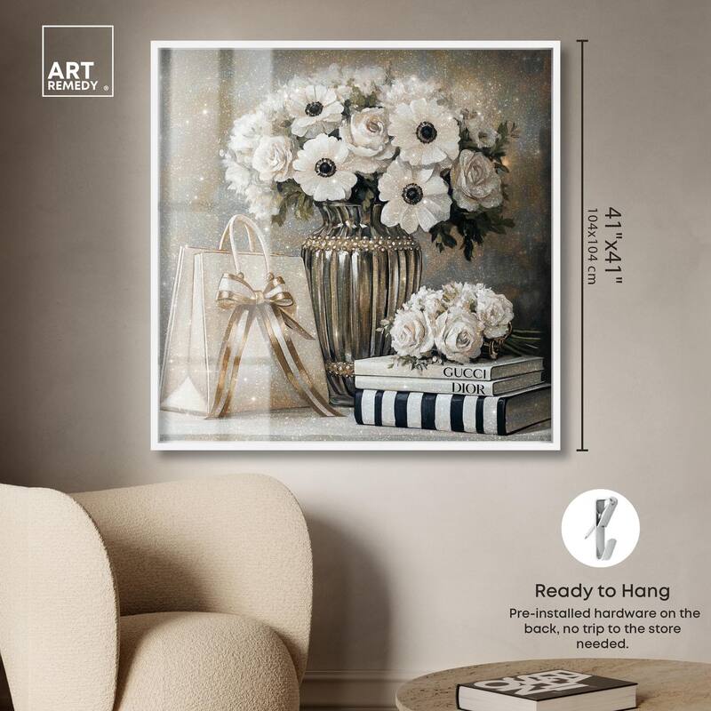 Elegant Flowers Books Neutral Shadowbox by Art Remedy