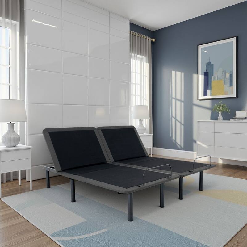 Bridgevine Home Flex Top Quick Assembly Adjustable Bed Frame with Voice Activated Controls