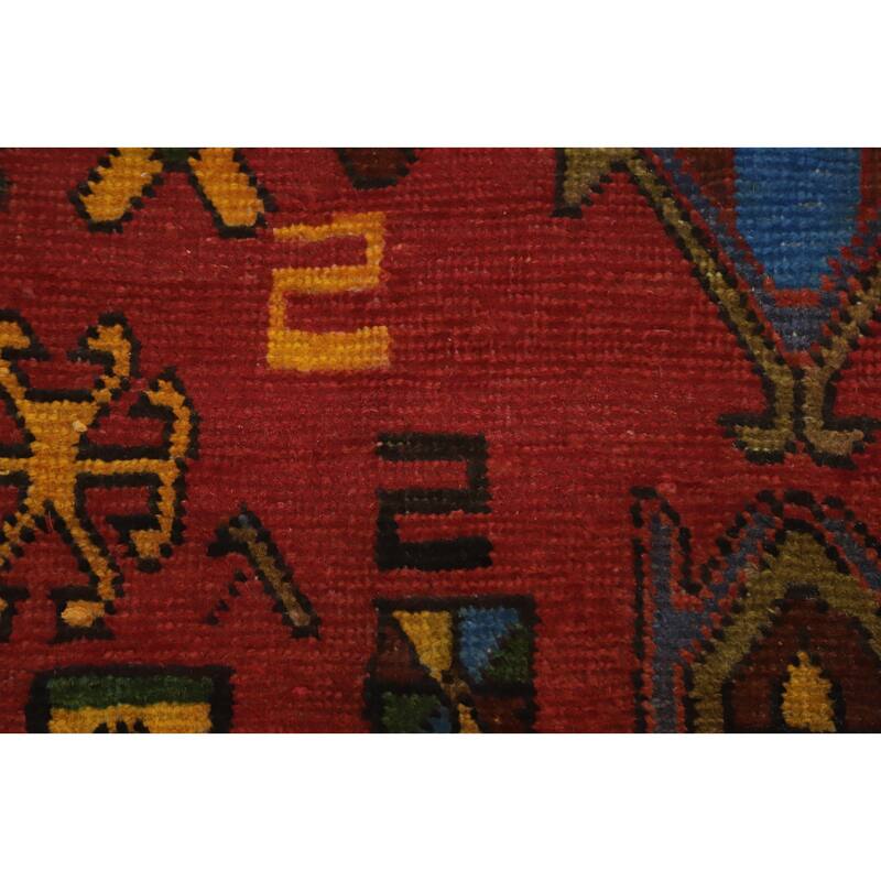 Hand Knotted Oriental 100% Wool Carpet Traditional Tribal Red Ardebil Runner Rug - 9' 0'' X 3' 7''