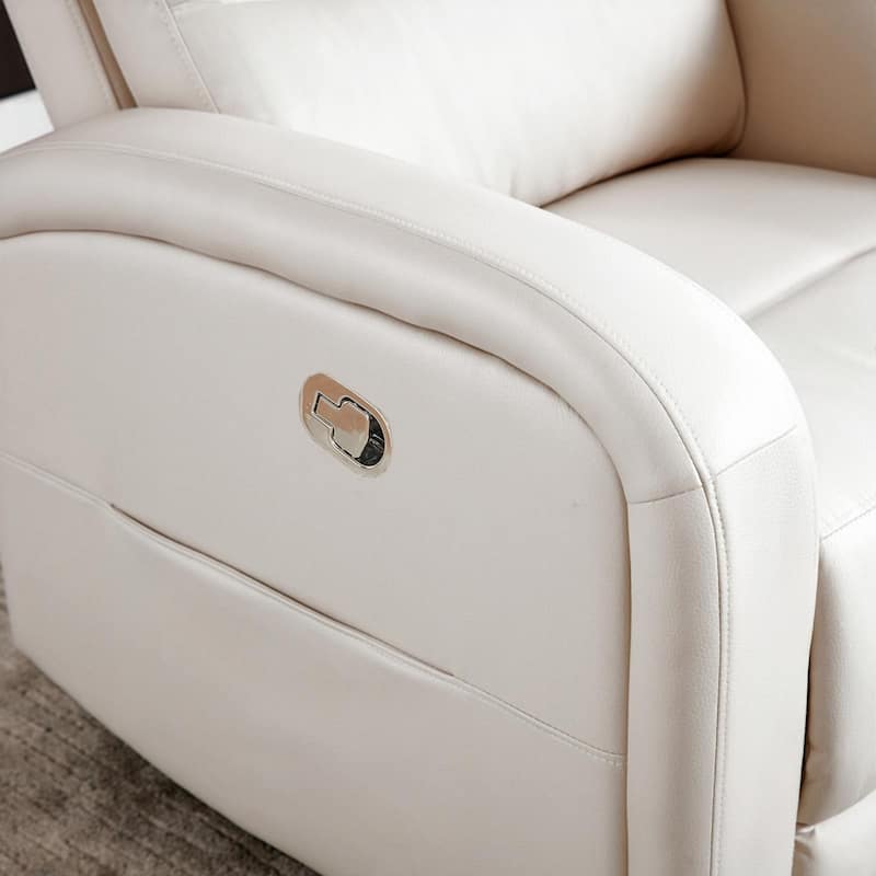Aemeios Faux Leather Beige Swivel Glider Rocking Manual/Power Recliner