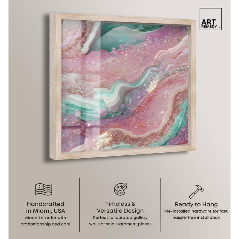 Pink and Mint Crystal III Shadowbox by Art Remedy