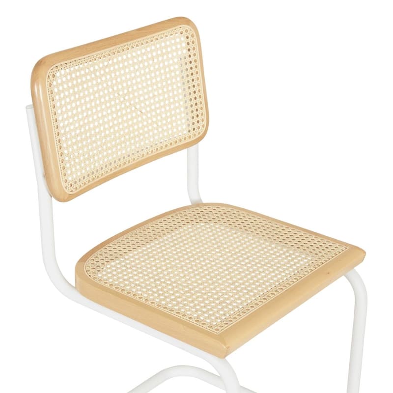 Breuer Chair Company Marcel Breuer Cesca Cane Cantilever Side Chair w/ White Steel Frame (Various Wood & Cane Colors)