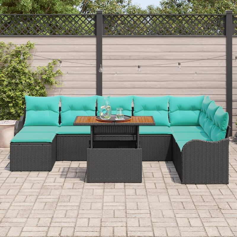 vidaXL 9 Piece Garden Sofa Set with Cushions - 113.2×73×27.2