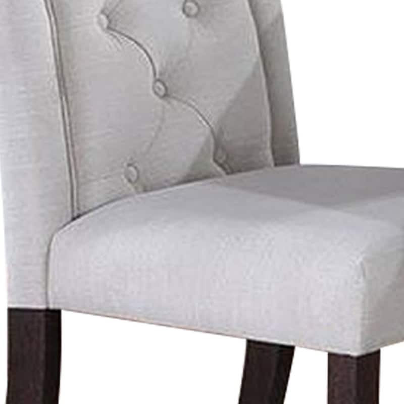 Dark Brown/White Fabric Upholstered Wood Frame Dining Chair, Set of 2, Sturdy Dining Chair for Dining Rooms - 19