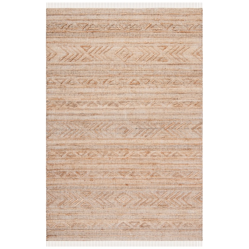 SAFAVIEH Handmade Natural Fiber Endorina Boho Jute Fringe Rug - 6' Square - Natural