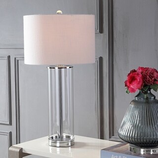 Parish 29" Glass LED Table Lamp, Clear/Chrome by JONATHAN Y