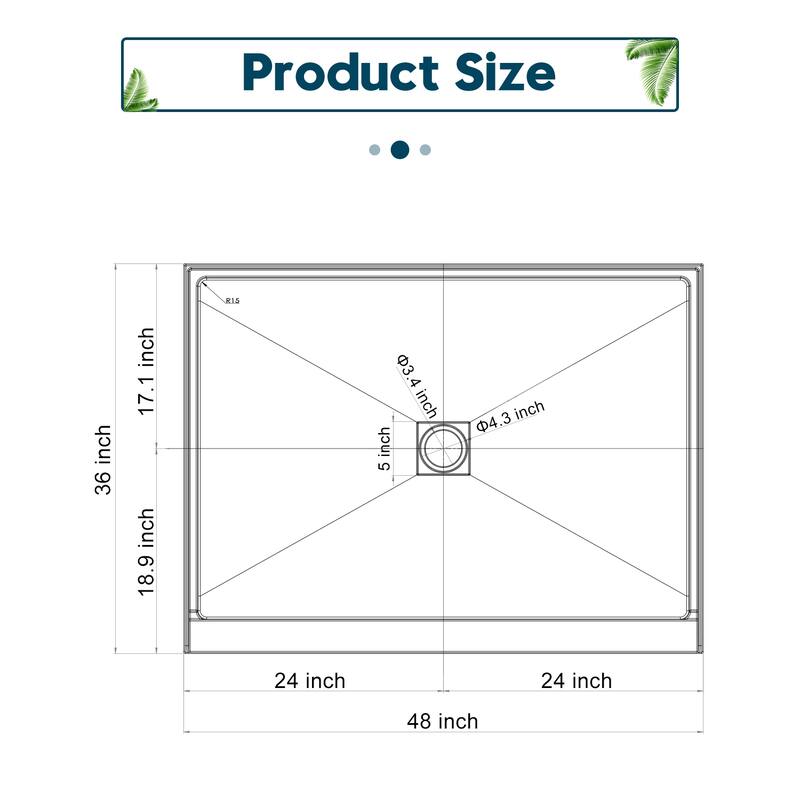 Elegant Rectangular Shower Base in White Center Drain Single Threshold Anti-slip SMC Shower Pan