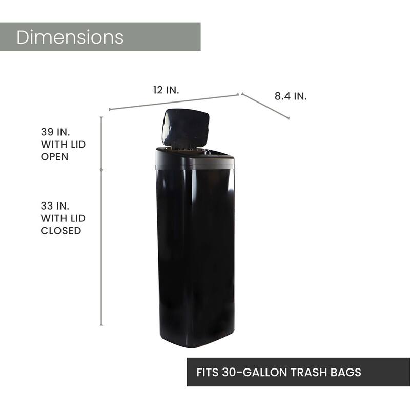 Hanover 50-Liter / 13.2-Gallon Trash Can with Sensor Lid in Black