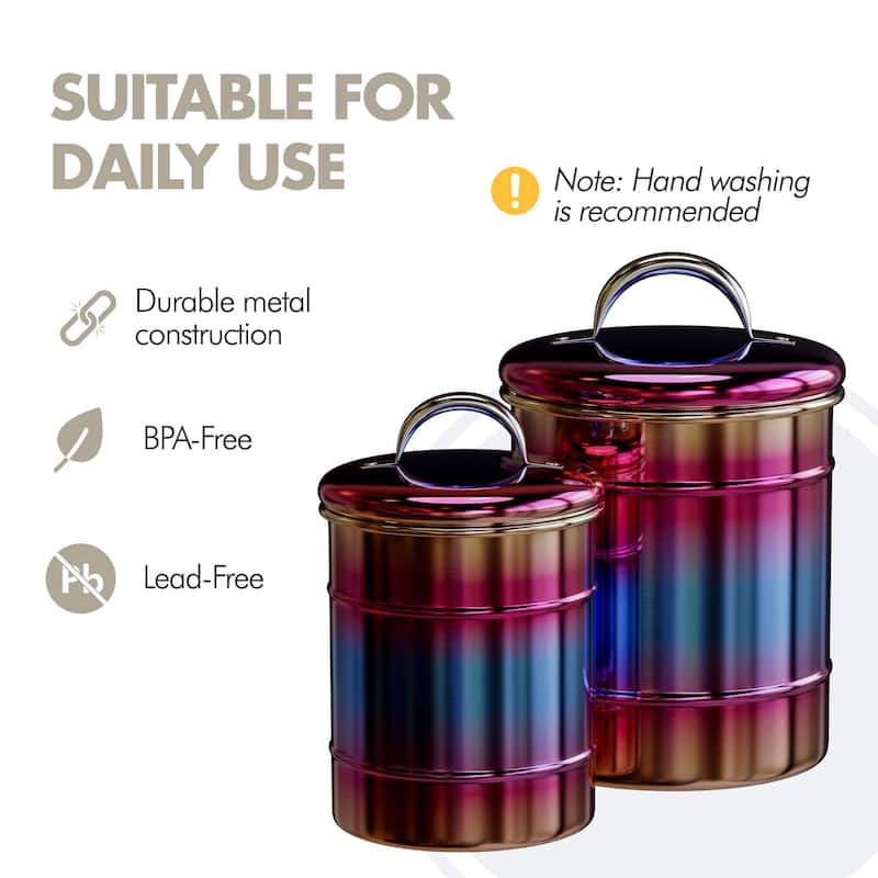 Amici Home Rainbow Storage Canister 2 Decorative Metal Container - 38 and 64 oz