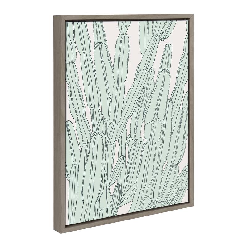 Kate and Laurel Sylvie Cacti Garden Framed Canvas by Alicia Schultz - 18x24 - Plastic - Grey