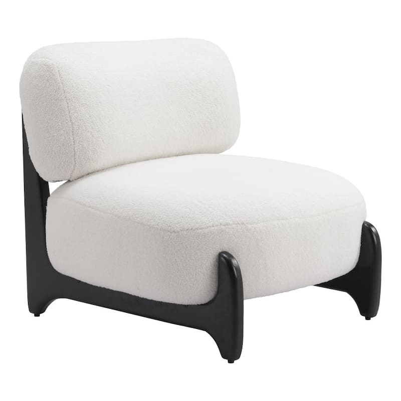 HomeRoots 30" White And Black Sherpa And Upholstered Side Chair - 30' X '27.6' X '31